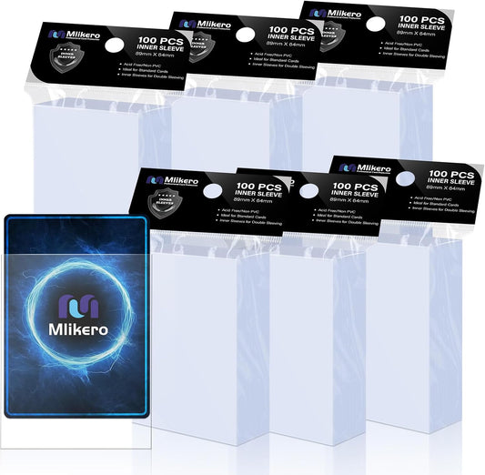 Mlikero 100 pcs Pack Perfect Fit Inner Sleeves, Ultra Clear Soft Card Sleeves